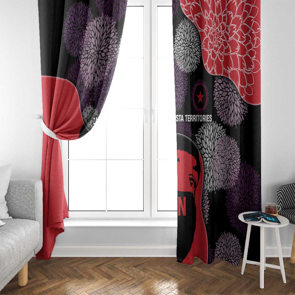 Zapatista Territories Window Curtain Mexico with EZLN Masked Face and Floral - Wonder Print Shop