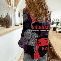 Zapatista Territories Women Casual Shirt Mexico with EZLN Masked Face and Floral - Wonder Print Shop