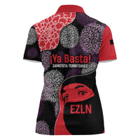 Zapatista Territories Women Polo Shirt Mexico with EZLN Masked Face and Floral - Wonder Print Shop