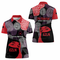 Zapatista Territories Women Polo Shirt Mexico with EZLN Masked Face and Floral - Wonder Print Shop