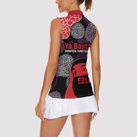 Zapatista Territories Women Sleeveless Polo Shirt Mexico with EZLN Masked Face and Floral - Wonder Print Shop