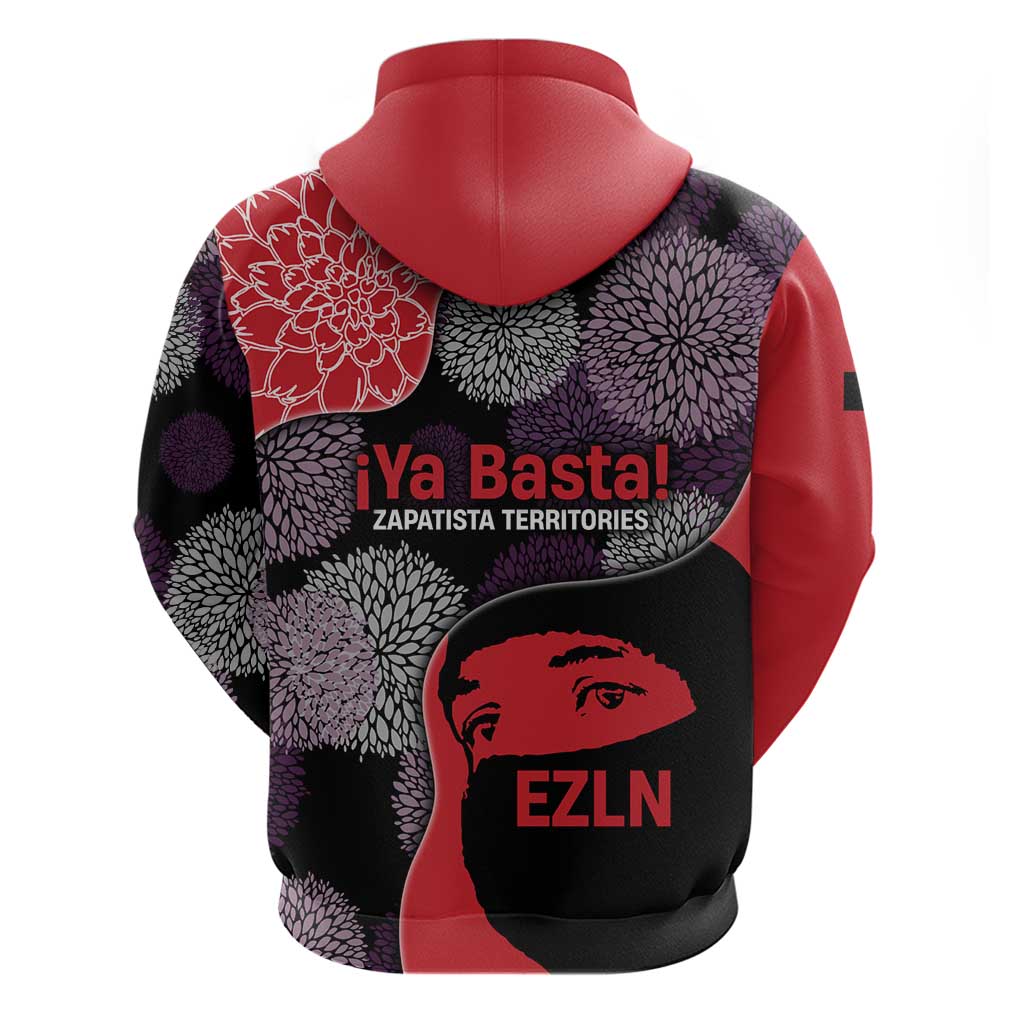 Zapatista Territories Zip Hoodie Mexico with EZLN Masked Face and Floral - Wonder Print Shop