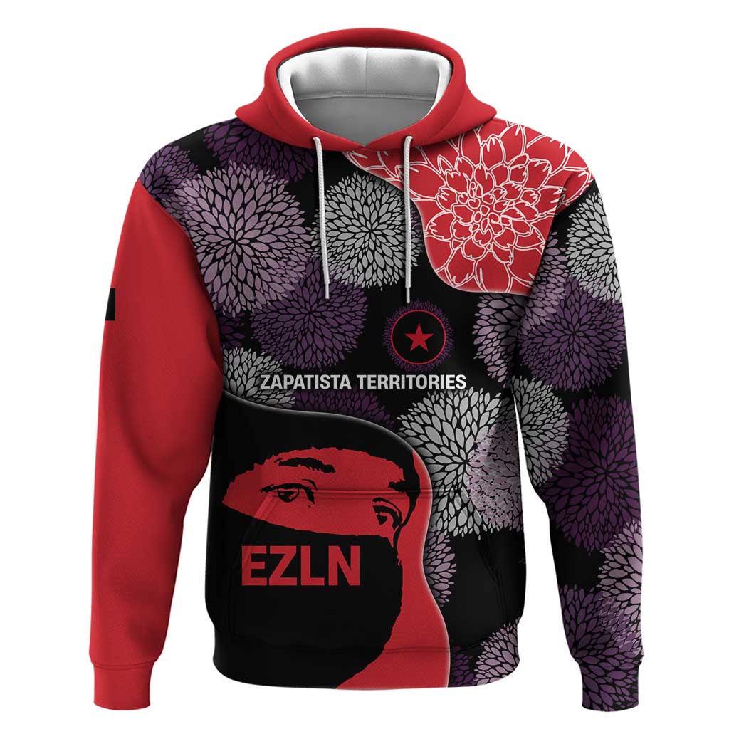 Zapatista Territories Zip Hoodie Mexico with EZLN Masked Face and Floral - Wonder Print Shop