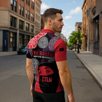 Zapatista Territories Zipper Polo Shirt Mexico with EZLN Masked Face and Floral - Wonder Print Shop