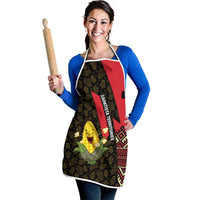Zapatista Territories Apron Mexico with Corn Graphic and Indigenous Pattern Semillas de Libertad - Wonder Print Shop