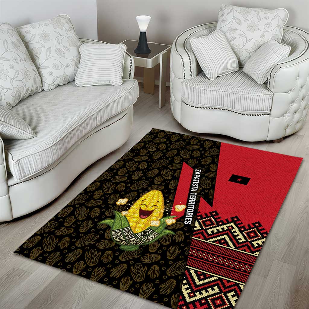 Zapatista Territories Area Rug Mexico with Corn Graphic and Indigenous Pattern Semillas de Libertad - Wonder Print Shop