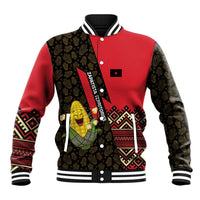 Zapatista Territories Baseball Jacket Mexico with Corn Graphic and Indigenous Pattern Semillas de Libertad - Wonder Print Shop