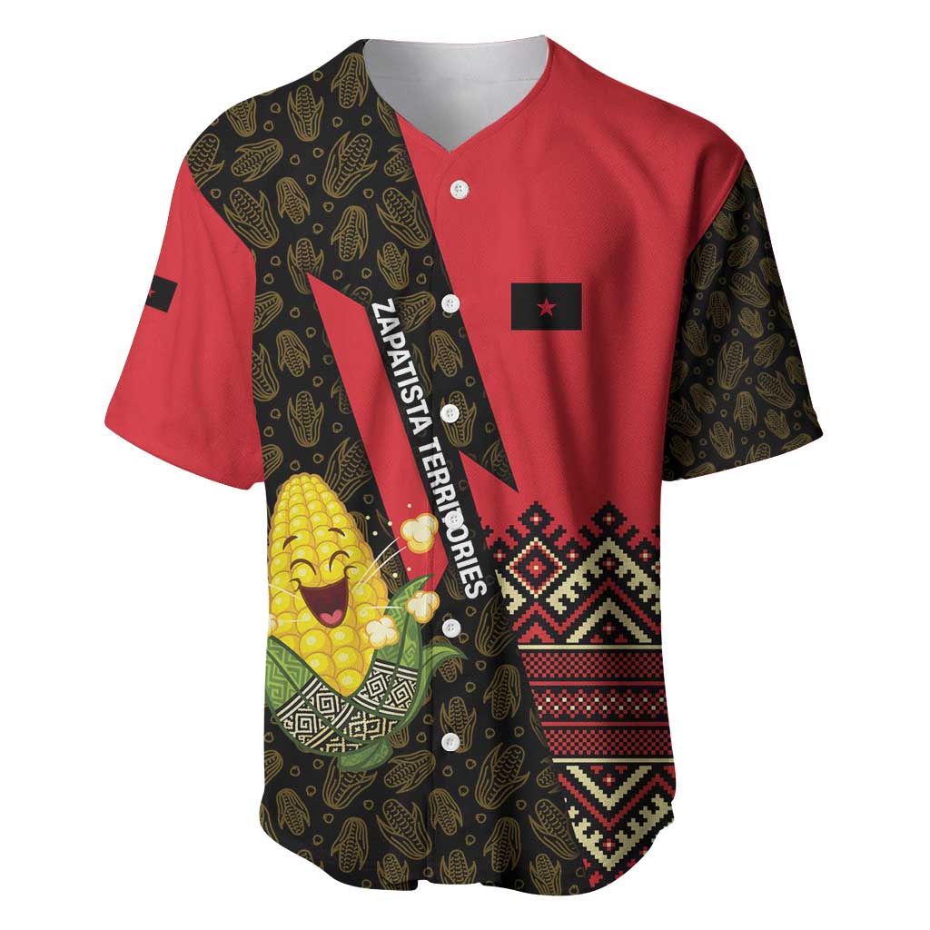 Zapatista Territories Baseball Jersey Mexico with Corn Graphic and Indigenous Pattern Semillas de Libertad - Wonder Print Shop