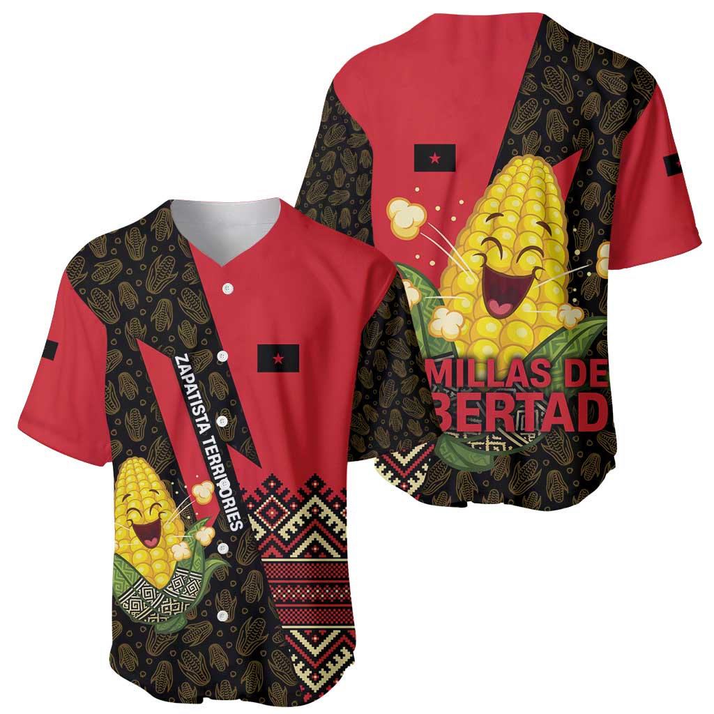 Zapatista Territories Baseball Jersey Mexico with Corn Graphic and Indigenous Pattern Semillas de Libertad - Wonder Print Shop