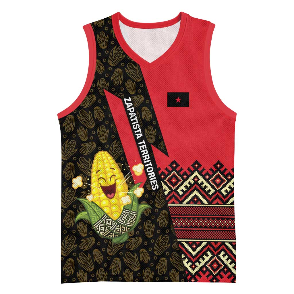 Zapatista Territories Basketball Jersey Mexico with Corn Graphic and Indigenous Pattern Semillas de Libertad - Wonder Print Shop