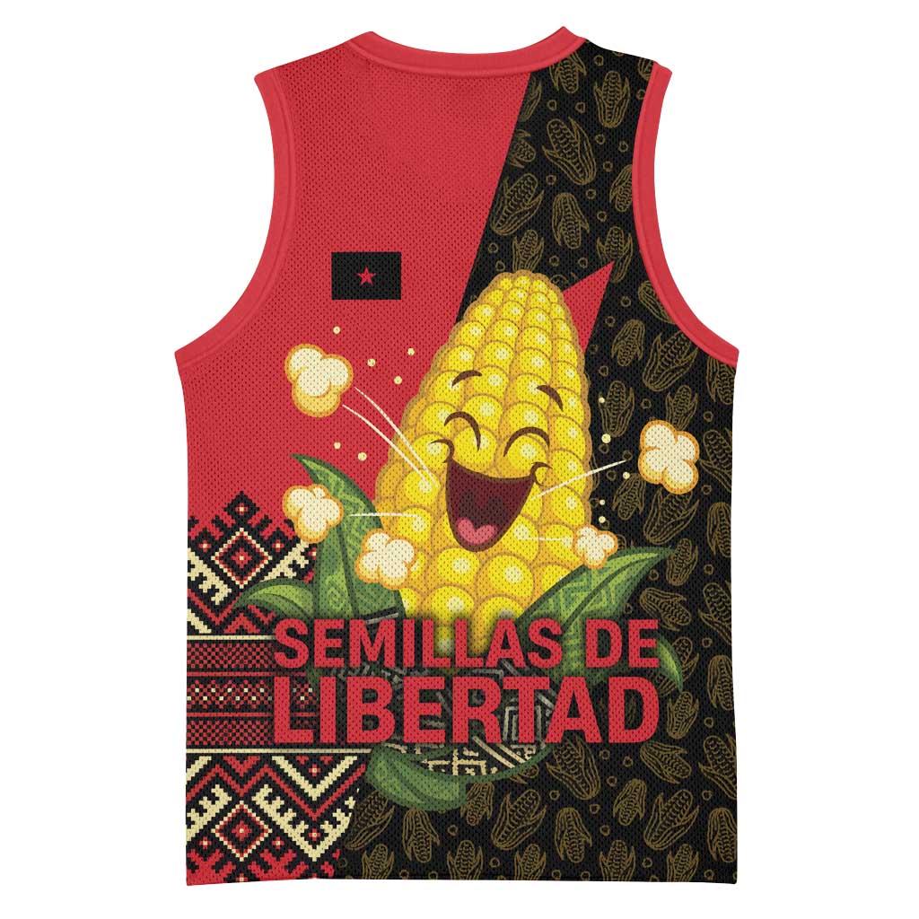 Zapatista Territories Basketball Jersey Mexico with Corn Graphic and Indigenous Pattern Semillas de Libertad - Wonder Print Shop