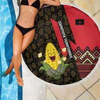 Zapatista Territories Beach Blanket Mexico with Corn Graphic and Indigenous Pattern Semillas de Libertad - Wonder Print Shop