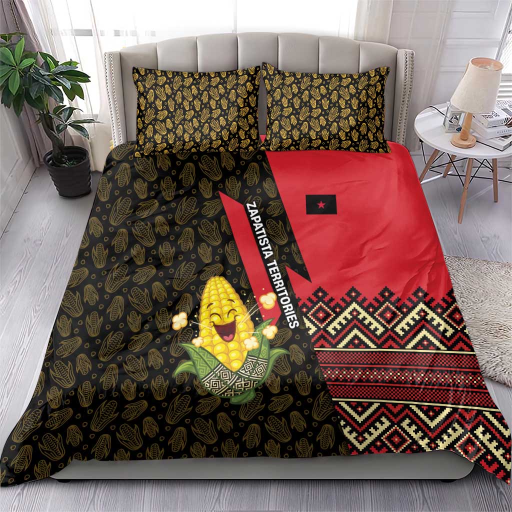 Zapatista Territories Bedding Set Mexico with Corn Graphic and Indigenous Pattern Semillas de Libertad - Wonder Print Shop