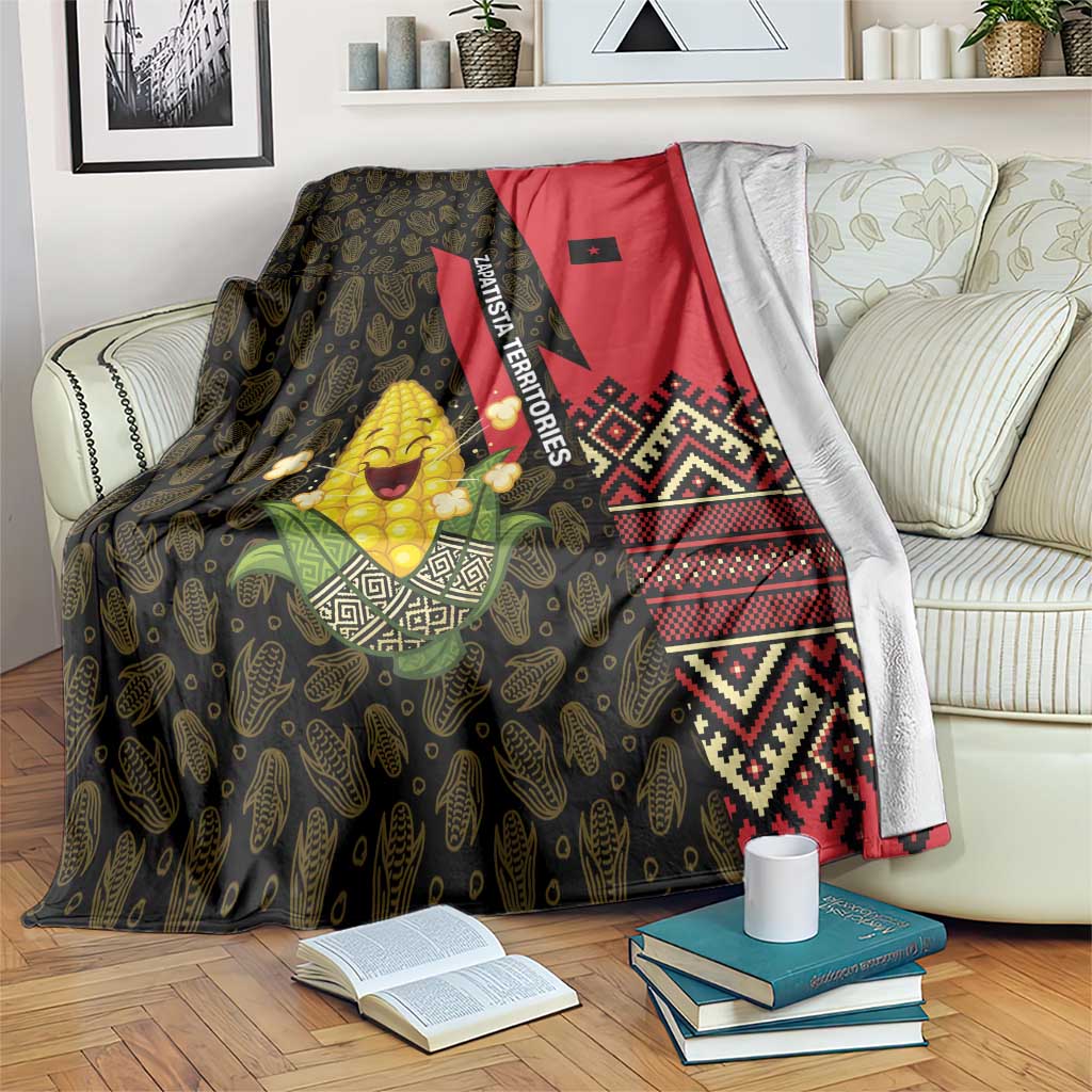 Zapatista Territories Blanket Mexico with Corn Graphic and Indigenous Pattern Semillas de Libertad - Wonder Print Shop