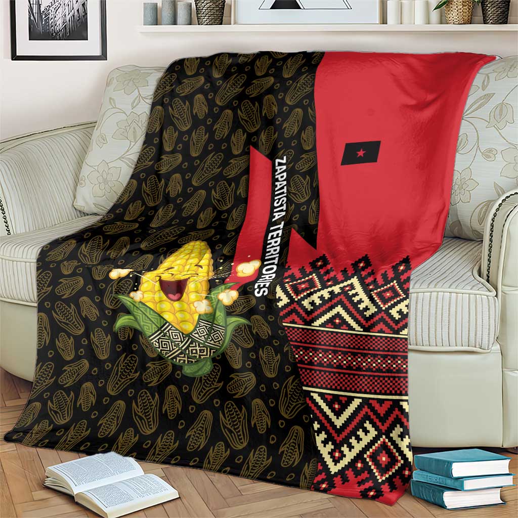Zapatista Territories Blanket Mexico with Corn Graphic and Indigenous Pattern Semillas de Libertad - Wonder Print Shop