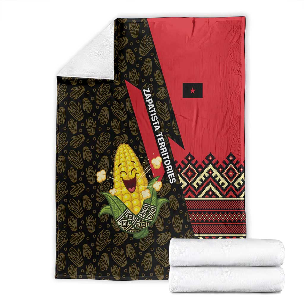Zapatista Territories Blanket Mexico with Corn Graphic and Indigenous Pattern Semillas de Libertad - Wonder Print Shop