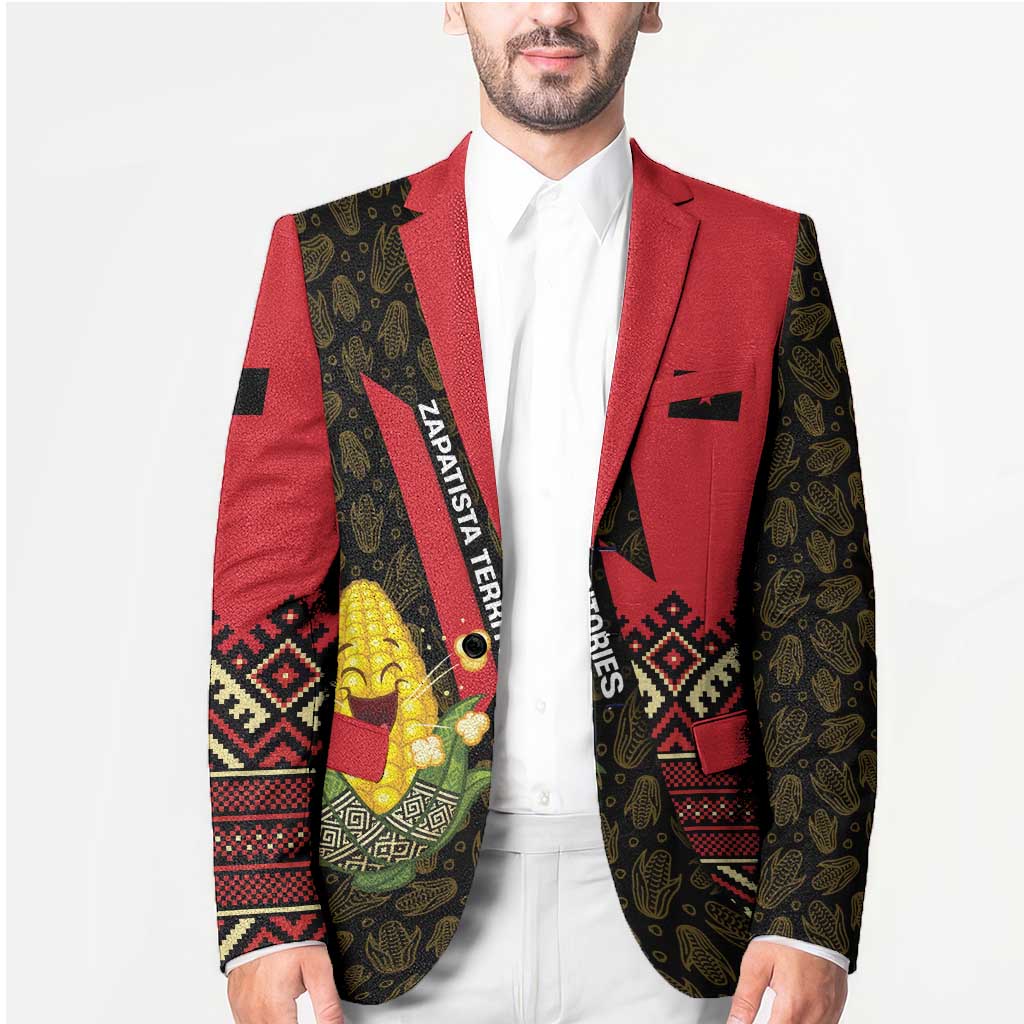 Zapatista Territories Blazer Mexico with Corn Graphic and Indigenous Pattern Semillas de Libertad - Wonder Print Shop