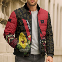 Zapatista Territories Bomber Puffer Jacket Mexico with Corn Graphic and Indigenous Pattern Semillas de Libertad - Wonder Print Shop