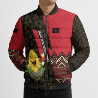 Zapatista Territories Bomber Puffer Jacket Mexico with Corn Graphic and Indigenous Pattern Semillas de Libertad - Wonder Print Shop