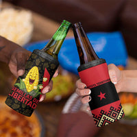 Zapatista Territories 4 in 1 Can Cooler Tumbler Mexico with Corn Graphic and Indigenous Pattern Semillas de Libertad - Wonder Print Shop