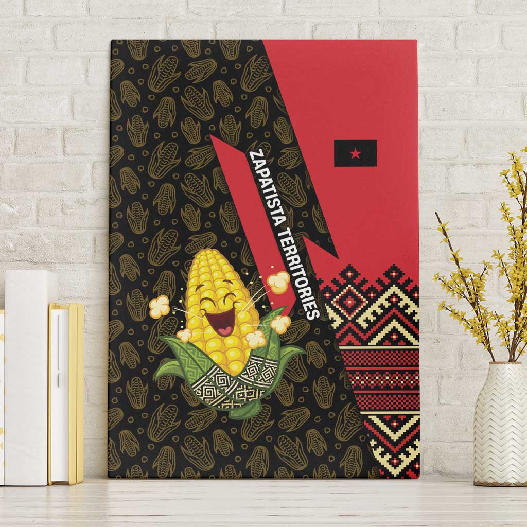 Zapatista Territories Canvas Wall Art Mexico with Corn Graphic and Indigenous Pattern Semillas de Libertad - Wonder Print Shop
