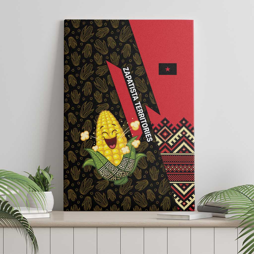 Zapatista Territories Canvas Wall Art Mexico with Corn Graphic and Indigenous Pattern Semillas de Libertad - Wonder Print Shop