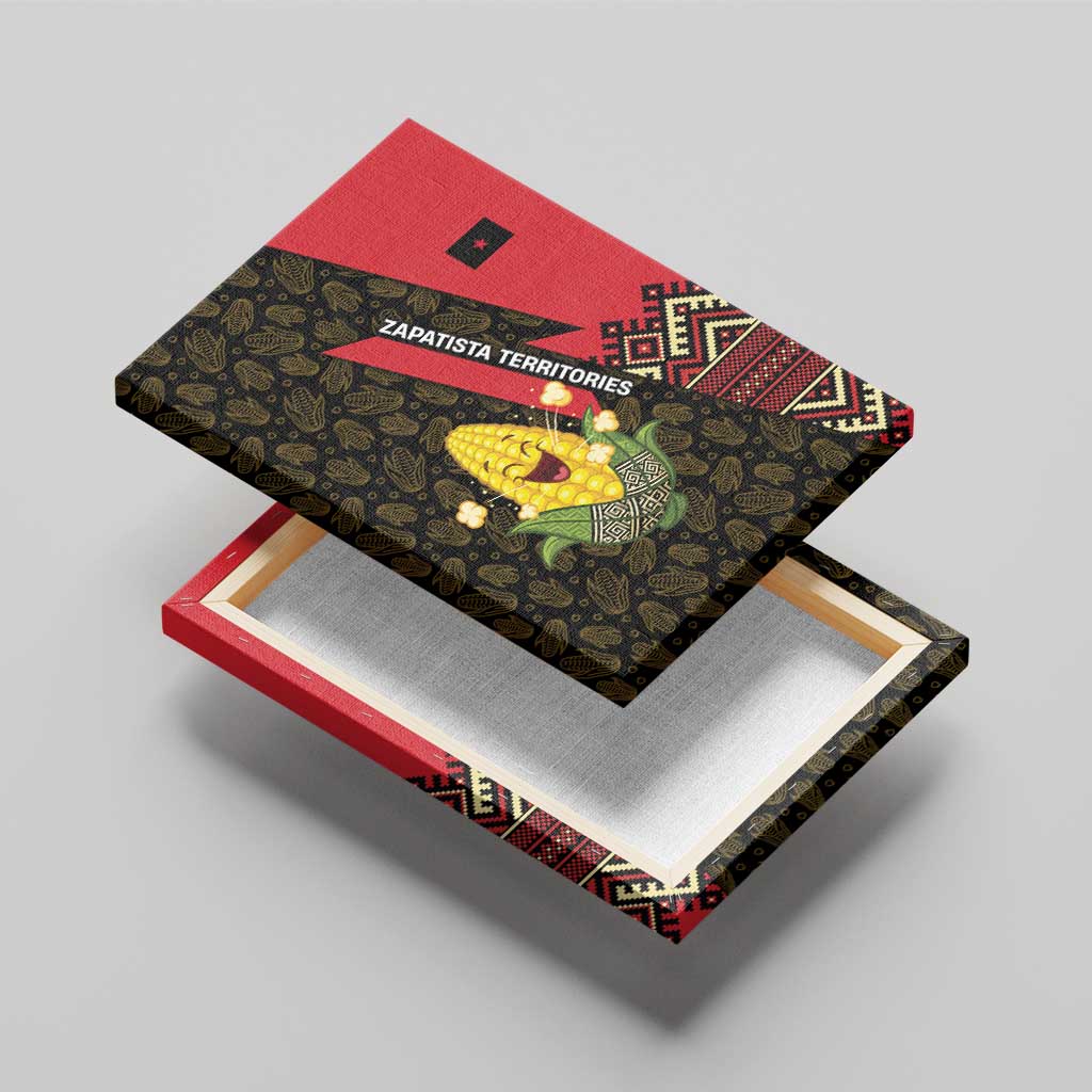 Zapatista Territories Canvas Wall Art Mexico with Corn Graphic and Indigenous Pattern Semillas de Libertad - Wonder Print Shop