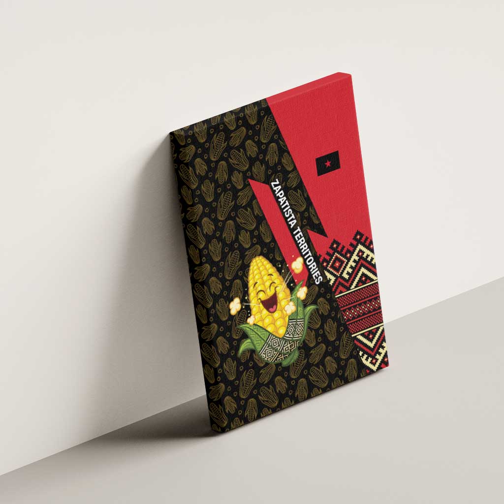Zapatista Territories Canvas Wall Art Mexico with Corn Graphic and Indigenous Pattern Semillas de Libertad - Wonder Print Shop