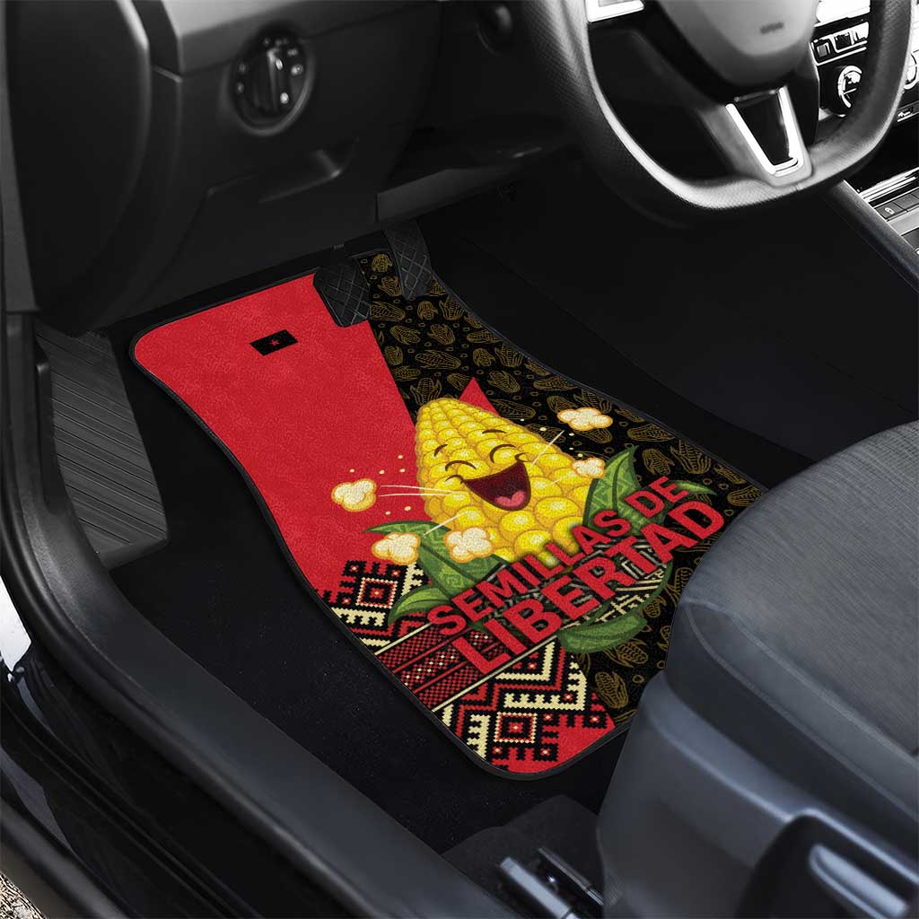 Zapatista Territories Car Mats Mexico with Corn Graphic and Indigenous Pattern Semillas de Libertad - Wonder Print Shop