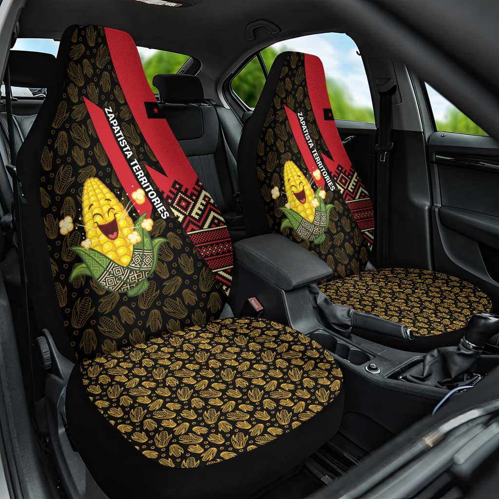 Zapatista Territories Car Seat Cover Mexico with Corn Graphic and Indigenous Pattern Semillas de Libertad - Wonder Print Shop