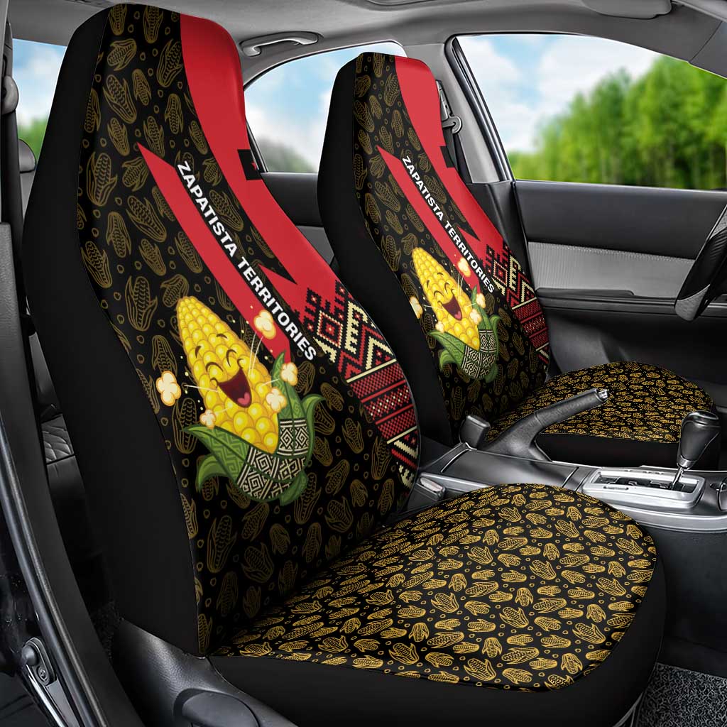 Zapatista Territories Car Seat Cover Mexico with Corn Graphic and Indigenous Pattern Semillas de Libertad - Wonder Print Shop