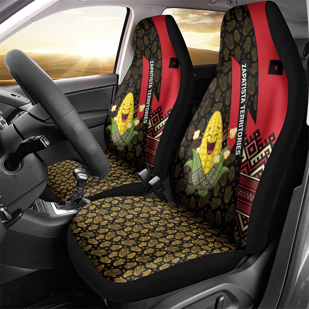 Zapatista Territories Car Seat Cover Mexico with Corn Graphic and Indigenous Pattern Semillas de Libertad - Wonder Print Shop