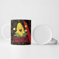 Zapatista Territories Ceramic Mug Mexico with Corn Graphic and Indigenous Pattern Semillas de Libertad - Wonder Print Shop