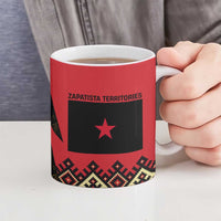 Zapatista Territories Ceramic Mug Mexico with Corn Graphic and Indigenous Pattern Semillas de Libertad - Wonder Print Shop