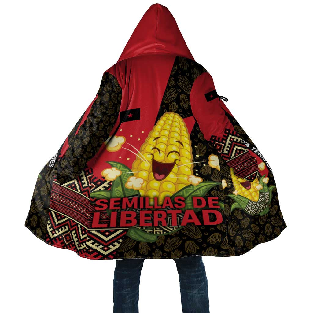 Zapatista Territories Cloak Mexico with Corn Graphic and Indigenous Pattern Semillas de Libertad - Wonder Print Shop
