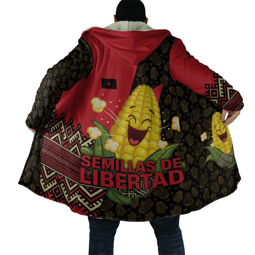 Zapatista Territories Cloak Mexico with Corn Graphic and Indigenous Pattern Semillas de Libertad - Wonder Print Shop