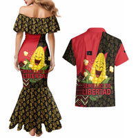 Zapatista Territories Couples Matching Mermaid Dress and Hawaiian Shirt Mexico with Corn Graphic and Indigenous Pattern Semillas de Libertad - Wonder Print Shop
