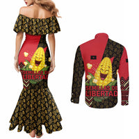 Zapatista Territories Couples Matching Mermaid Dress and Long Sleeve Button Shirt Mexico with Corn Graphic and Indigenous Pattern Semillas de Libertad - Wonder Print Shop