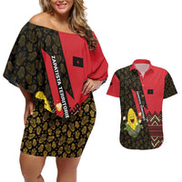 Zapatista Territories Couples Matching Off Shoulder Short Dress and Hawaiian Shirt Mexico with Corn Graphic and Indigenous Pattern Semillas de Libertad - Wonder Print Shop