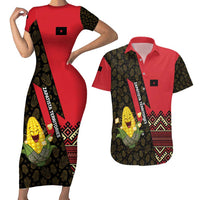 Zapatista Territories Couples Matching Short Sleeve Bodycon Dress and Hawaiian Shirt Mexico with Corn Graphic and Indigenous Pattern Semillas de Libertad - Wonder Print Shop