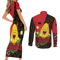 Zapatista Territories Couples Matching Short Sleeve Bodycon Dress and Long Sleeve Button Shirt Mexico with Corn Graphic and Indigenous Pattern Semillas de Libertad - Wonder Print Shop