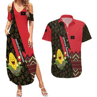 Zapatista Territories Couples Matching Summer Maxi Dress and Hawaiian Shirt Mexico with Corn Graphic and Indigenous Pattern Semillas de Libertad - Wonder Print Shop