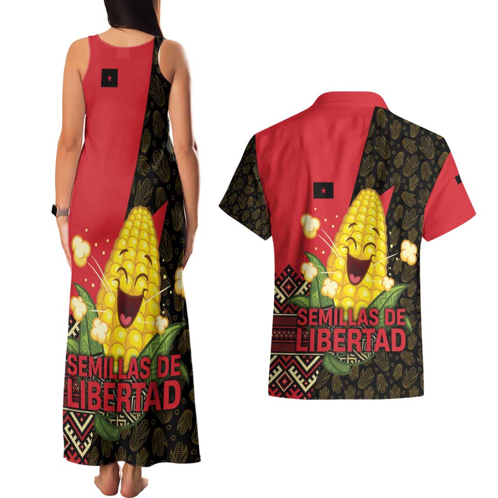 Zapatista Territories Couples Matching Tank Maxi Dress and Hawaiian Shirt Mexico with Corn Graphic and Indigenous Pattern Semillas de Libertad - Wonder Print Shop