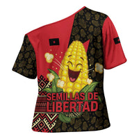 Zapatista Territories Cross Shoulder Shirt Mexico with Corn Graphic and Indigenous Pattern Semillas de Libertad - Wonder Print Shop