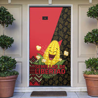 Zapatista Territories Door Cover Mexico with Corn Graphic and Indigenous Pattern Semillas de Libertad - Wonder Print Shop