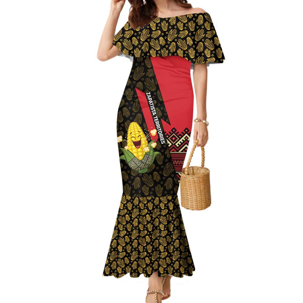 Zapatista Territories Family Matching Mermaid Dress and Hawaiian Shirt Mexico with Corn Graphic and Indigenous Pattern Semillas de Libertad - Wonder Print Shop