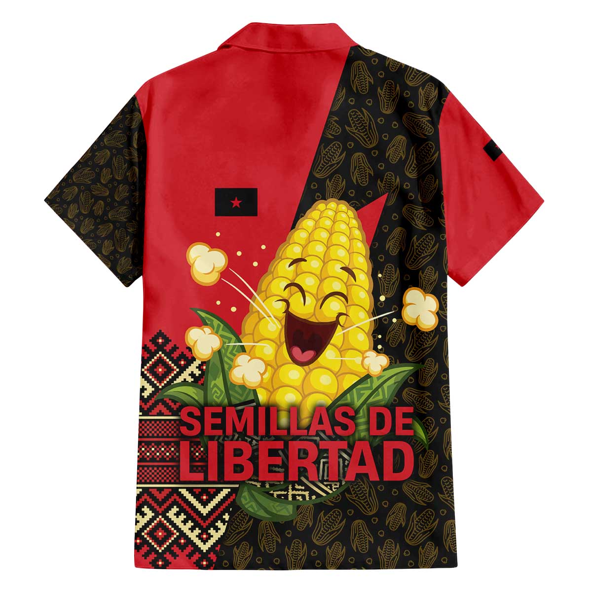 Zapatista Territories Family Matching Off The Shoulder Long Sleeve Dress and Hawaiian Shirt Mexico with Corn Graphic and Indigenous Pattern Semillas de Libertad - Wonder Print Shop