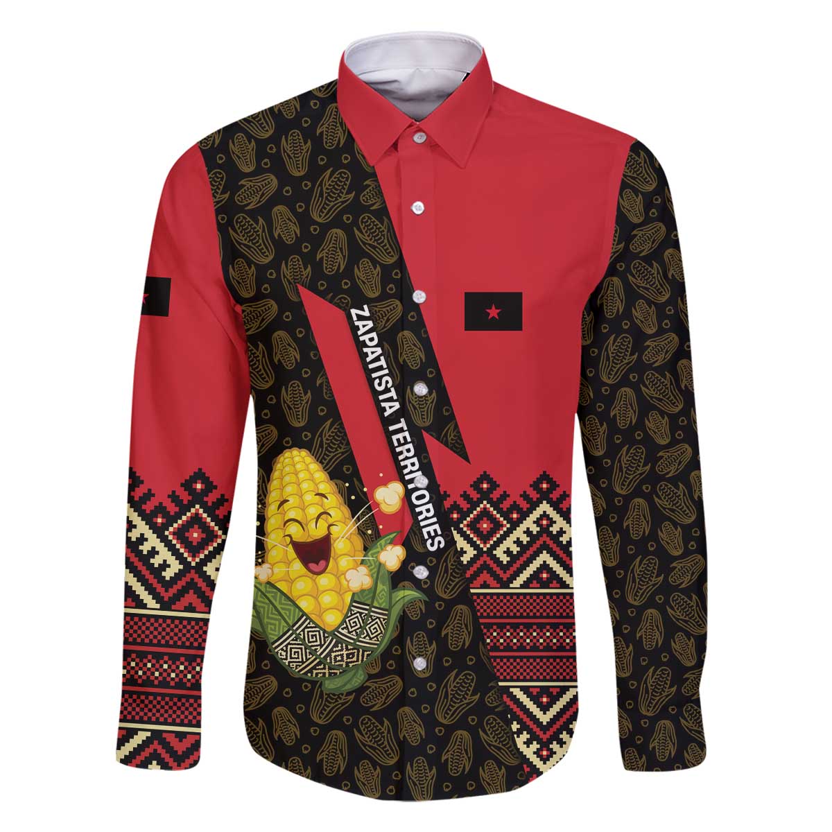 Zapatista Territories Family Matching Off The Shoulder Long Sleeve Dress and Hawaiian Shirt Mexico with Corn Graphic and Indigenous Pattern Semillas de Libertad - Wonder Print Shop