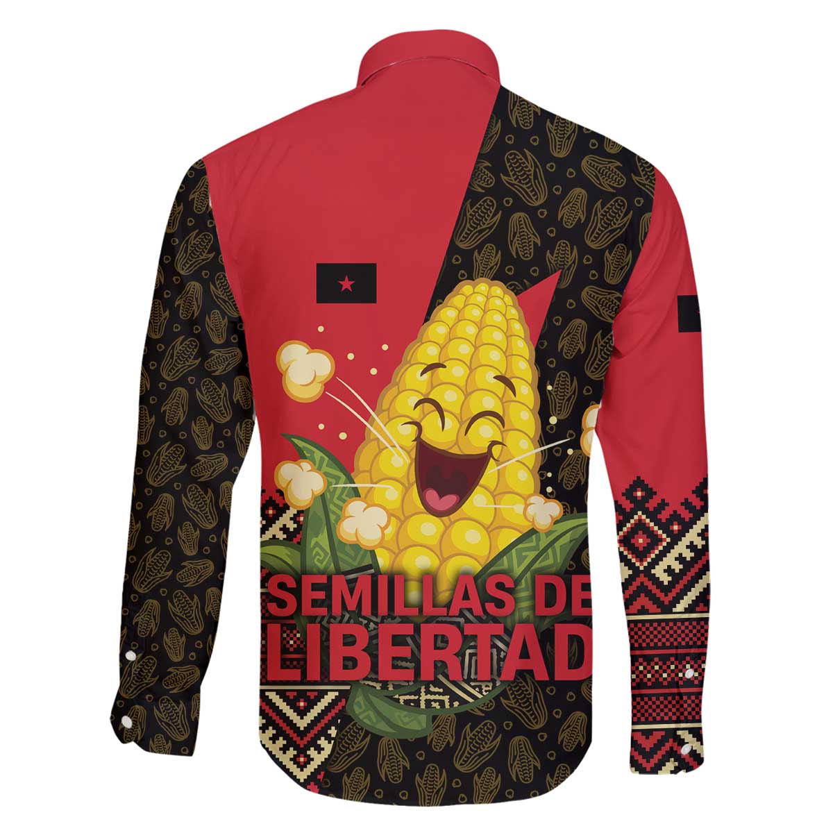 Zapatista Territories Family Matching Off The Shoulder Long Sleeve Dress and Hawaiian Shirt Mexico with Corn Graphic and Indigenous Pattern Semillas de Libertad - Wonder Print Shop