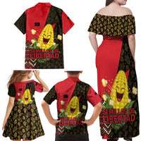 Zapatista Territories Family Matching Off Shoulder Maxi Dress and Hawaiian Shirt Mexico with Corn Graphic and Indigenous Pattern Semillas de Libertad - Wonder Print Shop